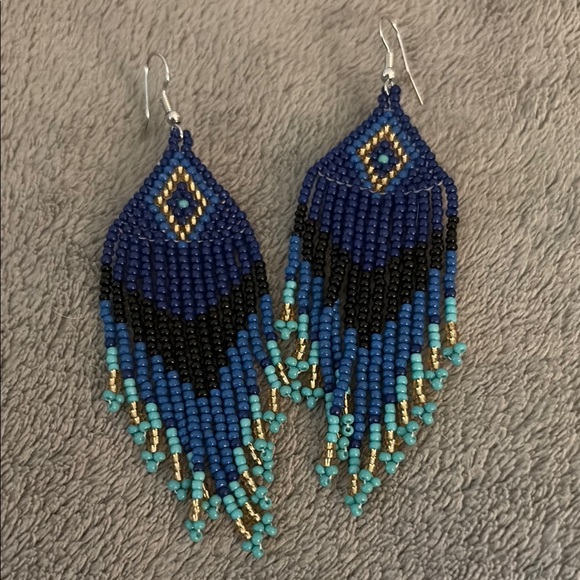 Jewelry - Blue Beaded Earrings
